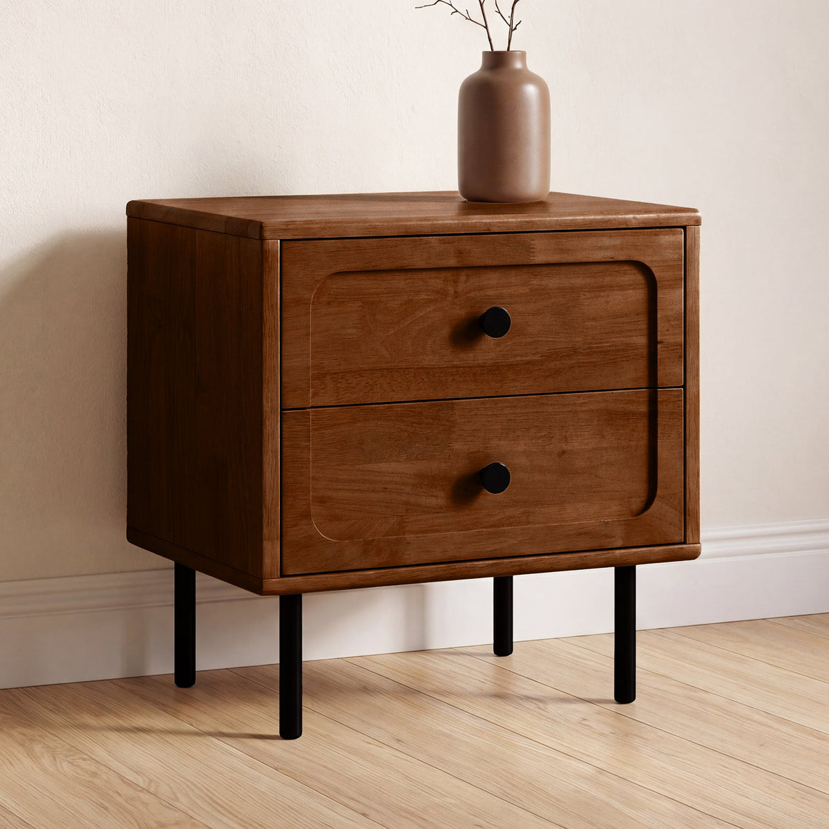 Savana Solid Wood 2-Drawer Nightstand