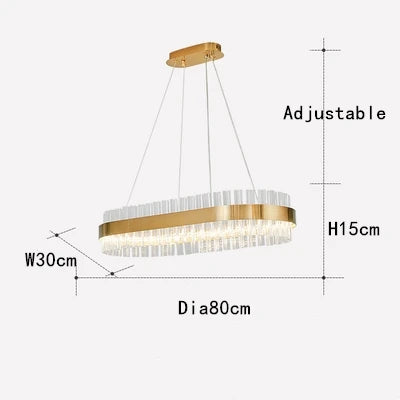 DecorBites™ Crystal Chandelier LED Ring Lamp for Dining Room Center Living Restaurant Decor