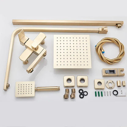 DecorBites™ Brushed Gold Shower Mixer with Rotating Tub Spout and 8" Rainfall Head