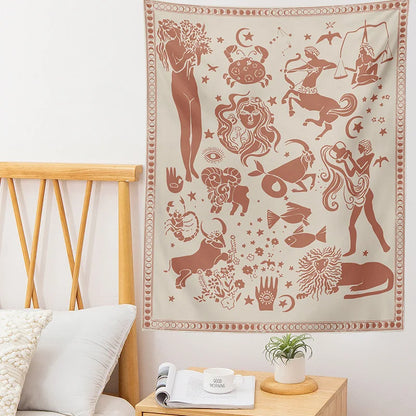 DecorBites™ Constellation Tarot Boho Tapestry Wall Hanging Trippy Sun Moon Decor