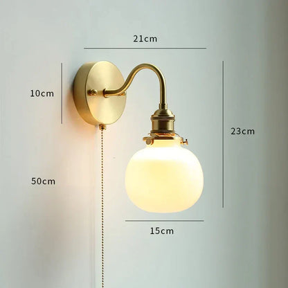 DecorBites™ Copper Wall Sconce Glass Nordic Wall Lamp LED Pull Chain Switch