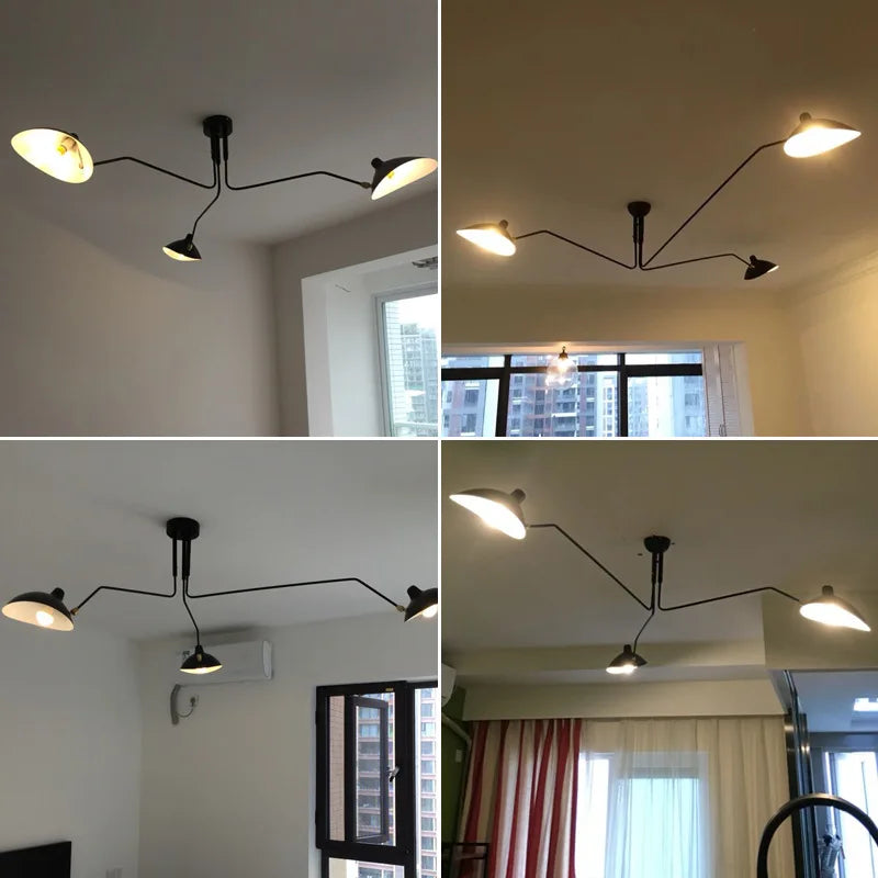 DecorBites™ Black Swing Arm Chandelier | Loft Industrial Adjustable Lighting Fixture
