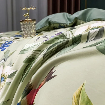 DecorBites™ 1400TC Egyptian Cotton Bird Floral Bedding Set - Luxury 4Pcs