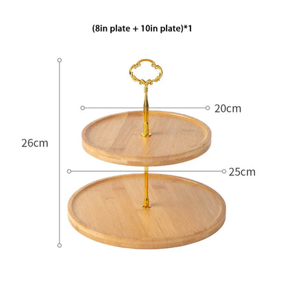 DecorBites™ Bamboo Fruit Cake Stand Set Wood Tableware Snack Dessert Candy Plate