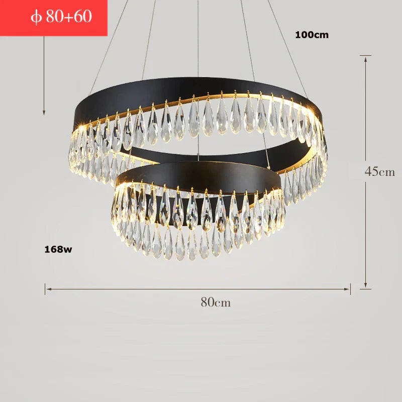 DecorBites™ Crystal Stainless Steel LED Chandelier for Foyer