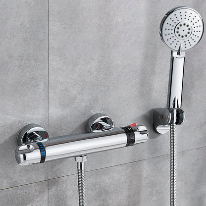 DecorBites™ Black/Chrome Brass Thermostatic Shower Set with Wall Mount - Bathroom Accessories