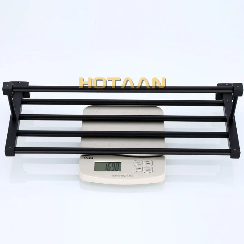 DecorBites™ Black Towel Rack: Wall-mounted Aluminium Bathroom Accessories