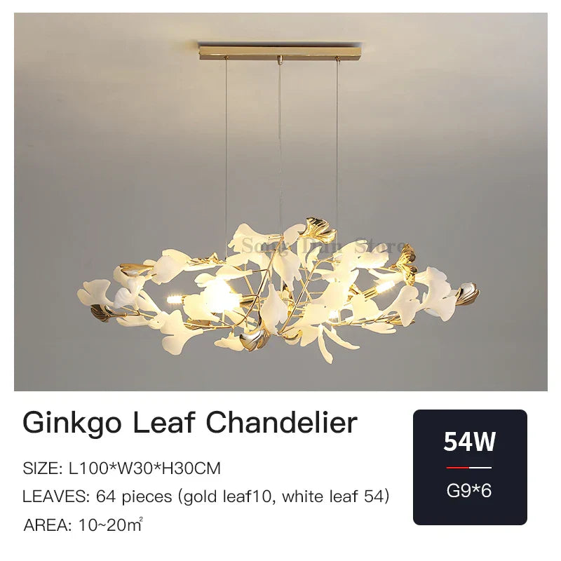 DecorBites™ Ginkgo Leaf Decor Chandelier - Nordic Fine Flower Art Light for Living Room