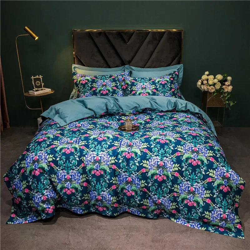 DecorBites™ 1400TC Egyptian Cotton Bird Floral Bedding Set - Luxury 4Pcs
