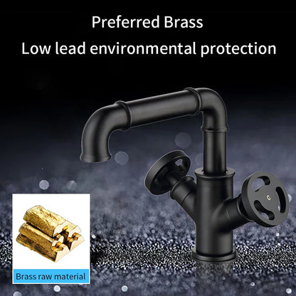 DecorBites™ Black Brass Bathroom Faucets Dual Handle Water Mixer Tap