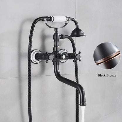 DecorBites™ Antique Brass Wall Mount Bath Shower Mixer Tap with 30cm Spout Rotation