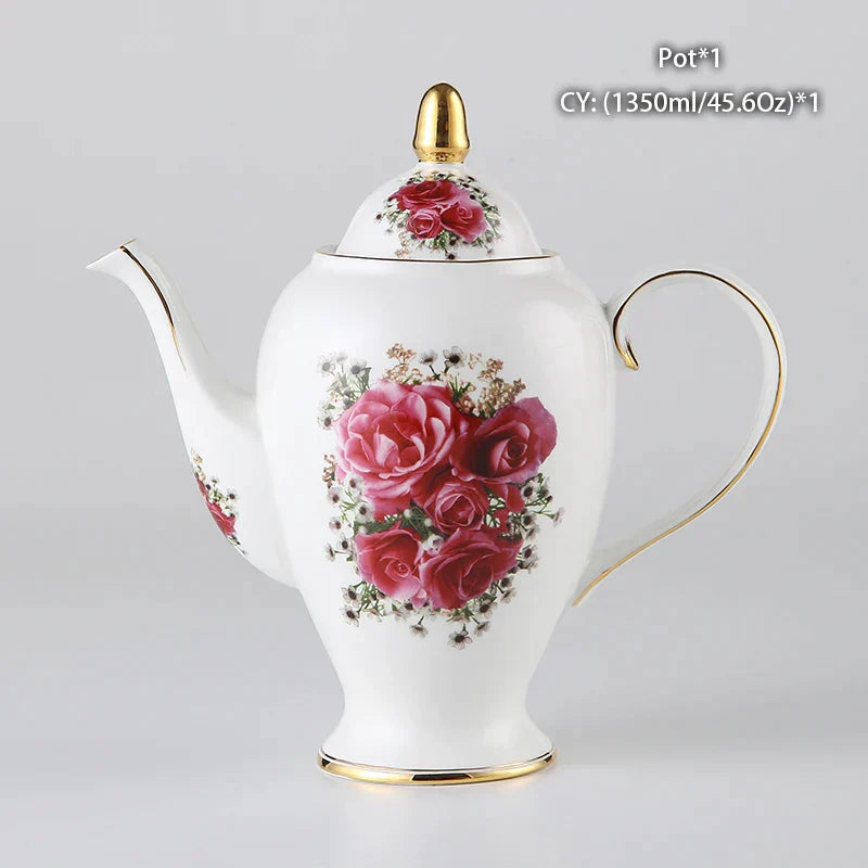 DecorBites™ Bone China Tea Pot: Elegant European Porcelain Coffee Pot for Tea Lovers.