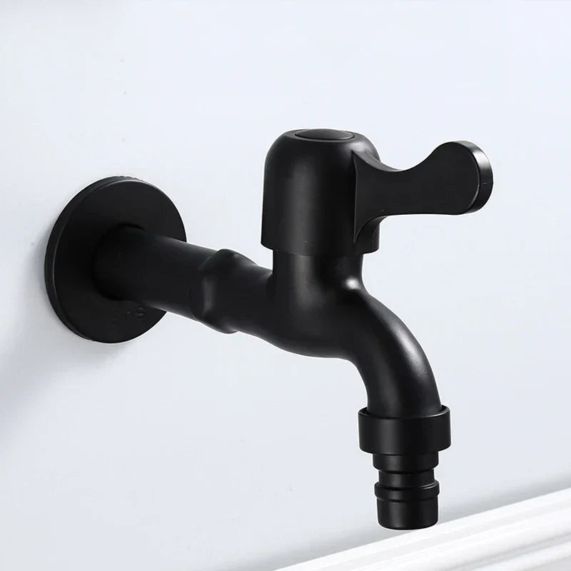 DecorBites™ Antique Black Brass Wall Mount Bibcock Tap for Outdoor Garden and Washing Machine