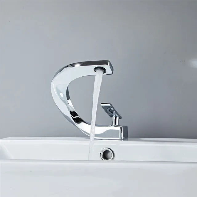 DecorBites™ Gold White Bathroom Basin Faucet Cold Hot Water Mixer Sink Tap