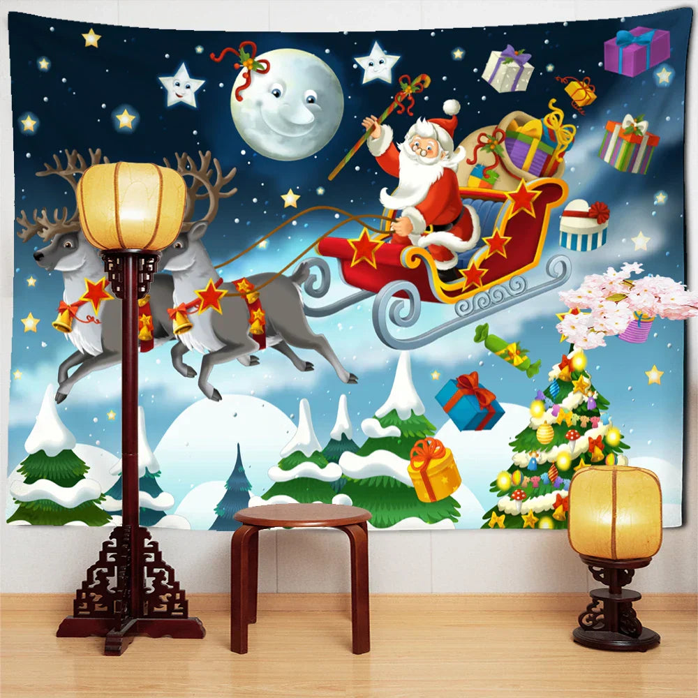 DecorBites™ Christmas Santa Claus Tapestry: Holiday Decor Big Blanket Wall Hanging & Gift