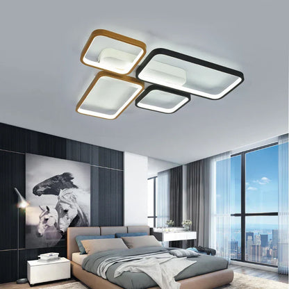 DecorBites™ Black+Gold Modern LED Chandelier for Living Room Dimmable Nordic Minimalism Lighting