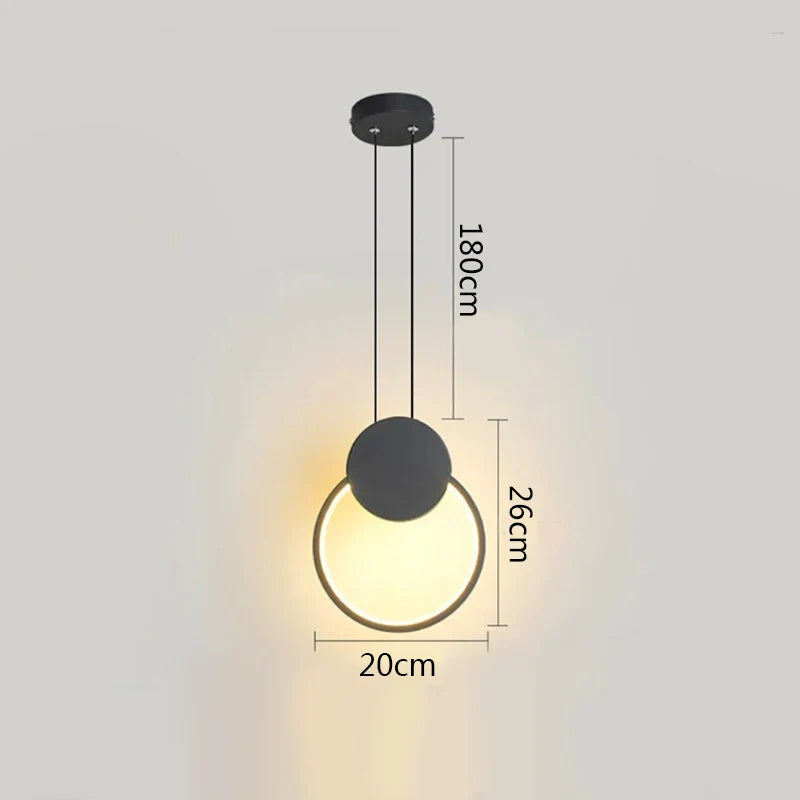 DecorBites™ Black Ring Pendant Lamp Dimmable LED Ceiling Hanging Light