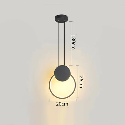 DecorBites™ Black Ring Pendant Lamp Dimmable LED Ceiling Hanging Light
