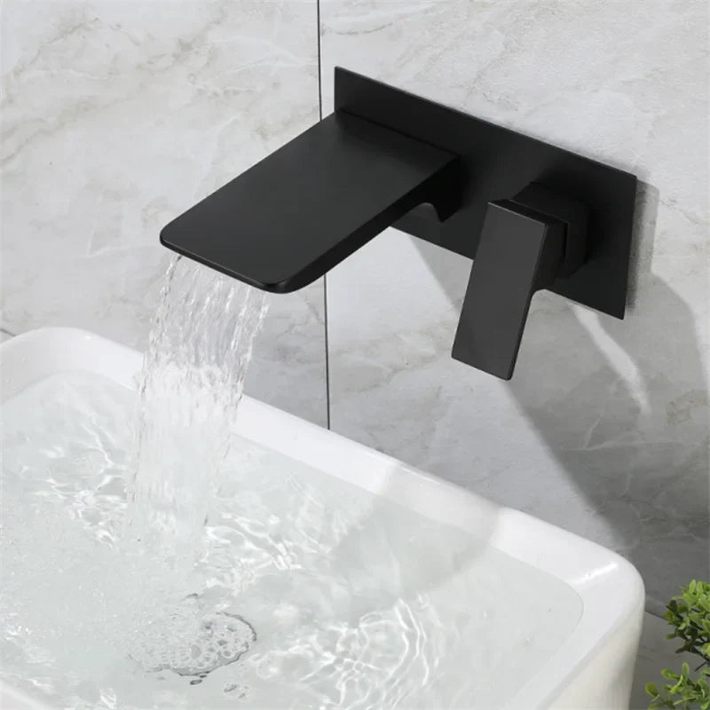 DecorBites™ Blanoir Solid Brass In-Wall Black and Brushed Gold Basin Faucet Mixer Tap