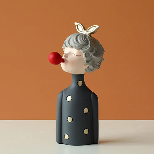 DecorBites™ Bubble Girl Resin Figurines: Modern Sweet Young Girl Decor for Home, Weddings, Birthdays