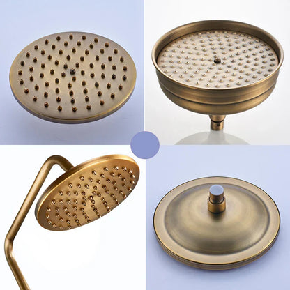 DecorBites™ Antique Brass Shower Faucet Set with 8'' Rainfall Head & Swivel Spray