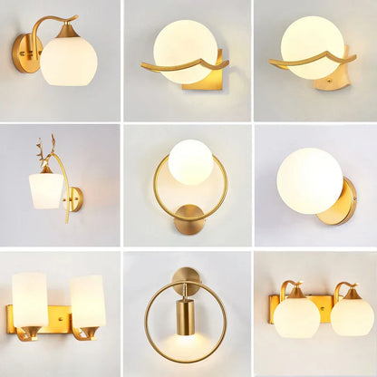 DecorBites™ Glass Shade Gold Wall Lamp for Bedroom Loft Design, Up Down Iron LED Wall Lights