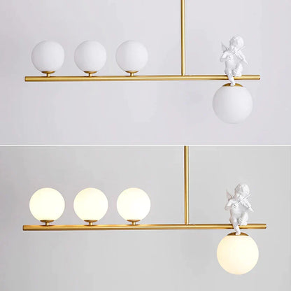 DecorBites™ Glass Bubble Pendant Light with LED lamp - Angel Candle Holder Statues