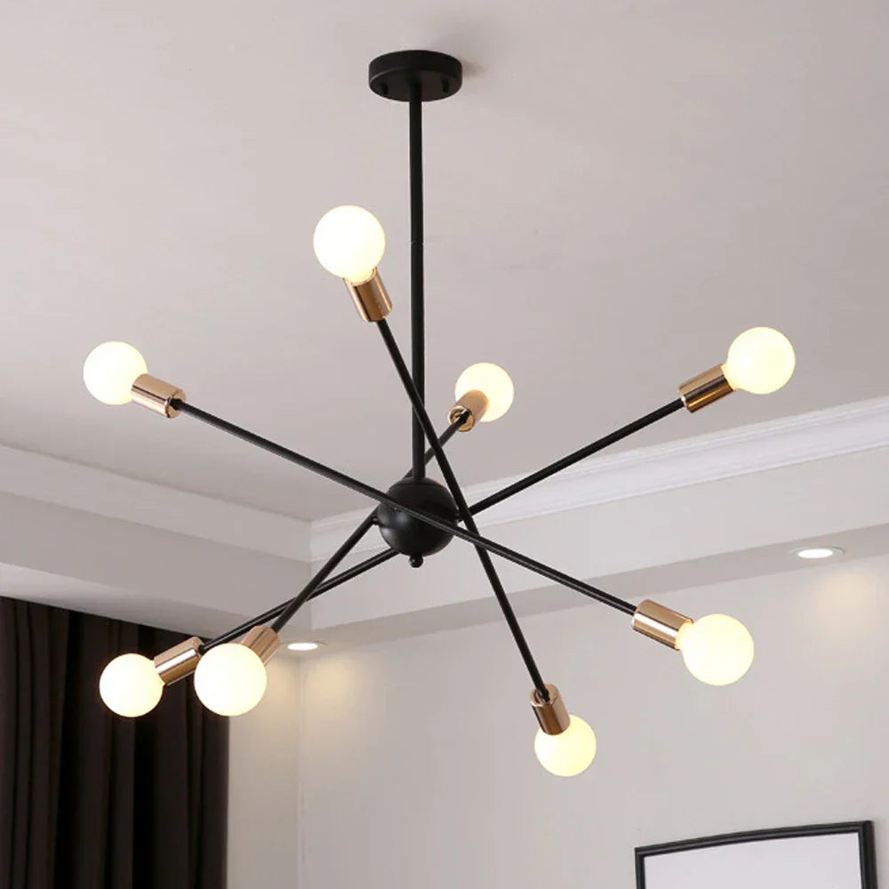 DecorBites™ LED Ceiling Chandelier: Modern & Industrial Sputnik Style for Living Room & Bedroom