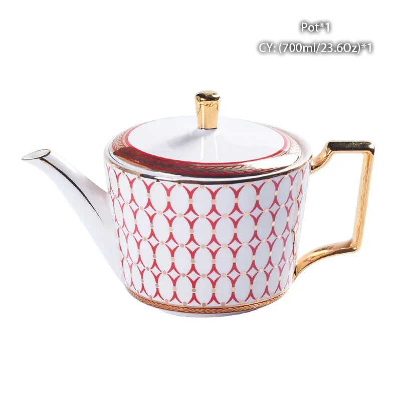 DecorBites™ Bone China Tea Pot: Elegant European Porcelain Coffee Pot for Tea Lovers.