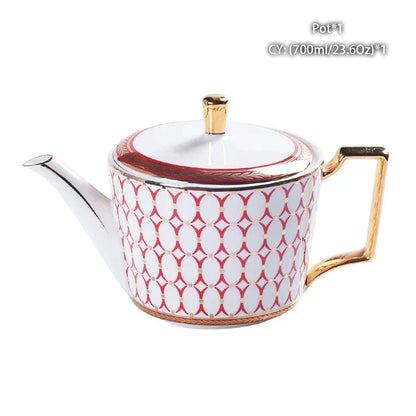 DecorBites™ Bone China Tea Pot: Elegant European Porcelain Coffee Pot for Tea Lovers.
