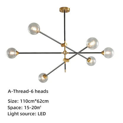 DecorBites™ Geometric Glass Ball Chandelier: Post-modern LED Pendant Lights for Stylish Decor