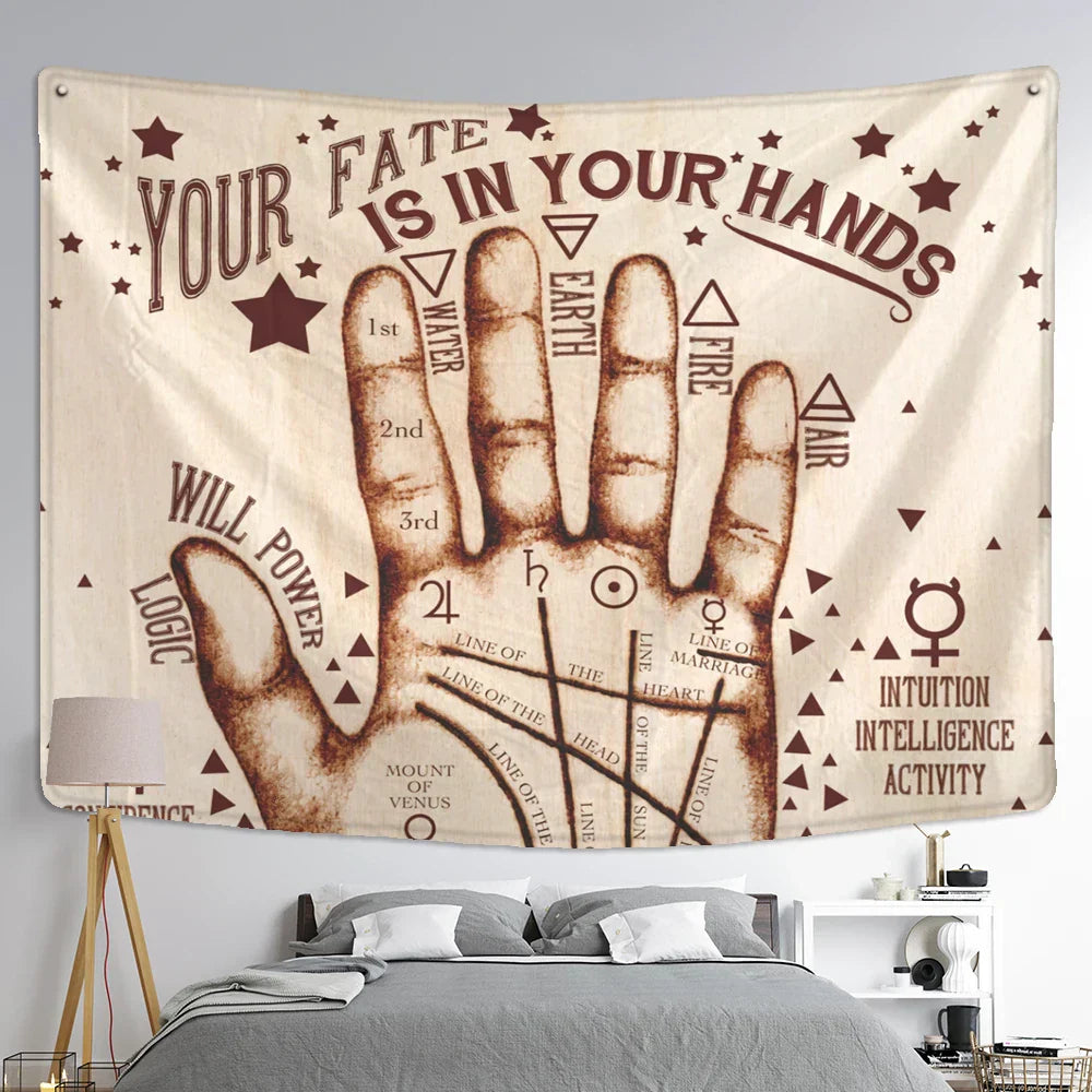 DecorBites™ Cat Paws Tapestry: Bohemian Witchcraft Tarot Card Psychedelic Hippie Girl Dorm Decor