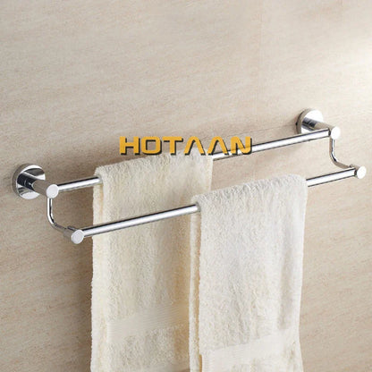 DecorBites™ Double Towel Bar 60cm - Chrome Finish Stainless Steel Bathroom Accessory