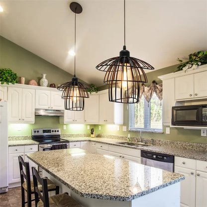 DecorBites™ Black Iron Cage Pendant Light for Kitchen Living Room Shop
