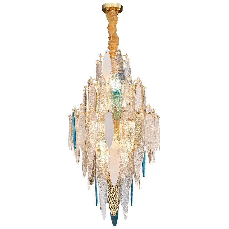 DecorBites™ Art Deco Glass Iron LED Chandelier for Dinning Room