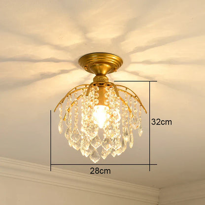 DecorBites™ Gold Crystal Round Ceiling Chandelier for Living Room LED Light Fixtures