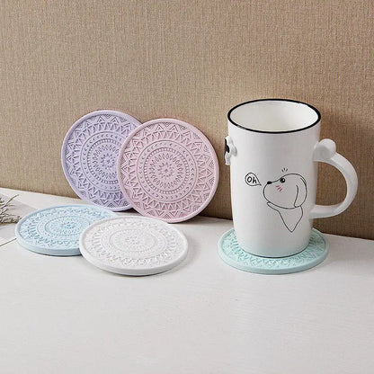 DecorBites™ Diatomite Round Coasters: Absorbent, Colourful, Fashionable Drink Mats