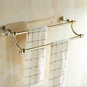 DecorBites™ Gold Crystal Bathroom Accessories Set: Luxe Brass Bath Hardware Wall Mount Collection