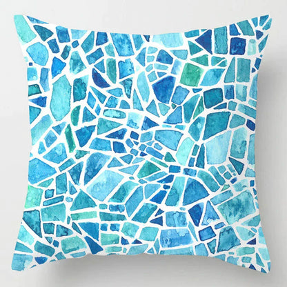 DecorBites™ Blue Geometric Marble Stripe Line Pillowcases for Car Sofa Decor