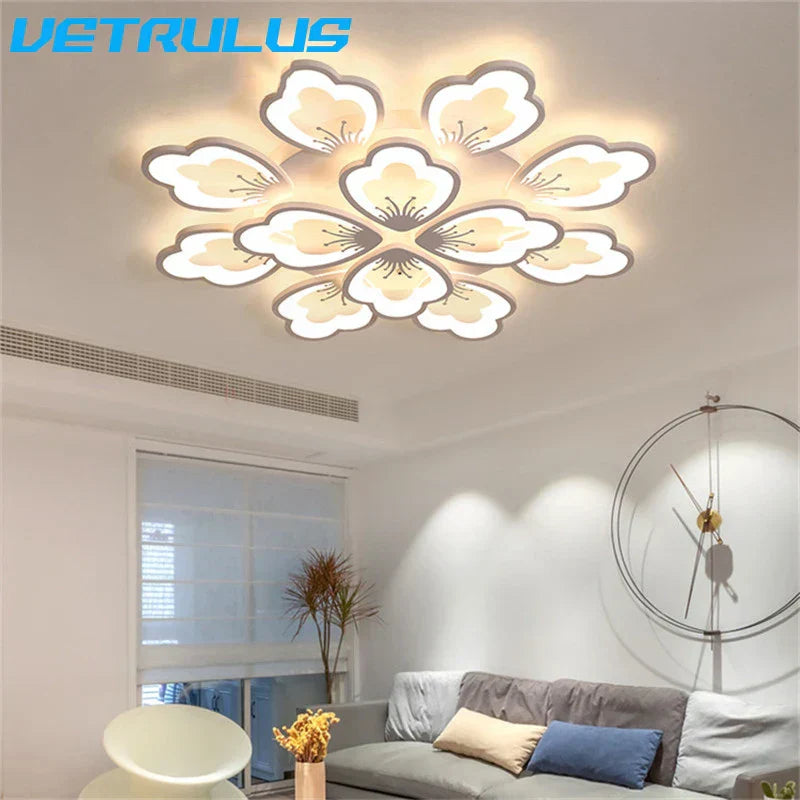 ™ Lotus Design LED Acrylic Chandelier Ceiling Lamp for Modern Living, Dining, and Study Rooms