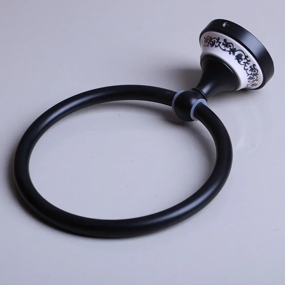 DecorBites™ Black Stainless Steel Bathroom Towel Ring - Wall Mounted Oil Rubbed Bronzen
