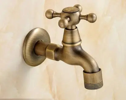 DecorBites™ Antique Brass Dragon Carved Outdoor Washing Machine Faucet Cold Tap