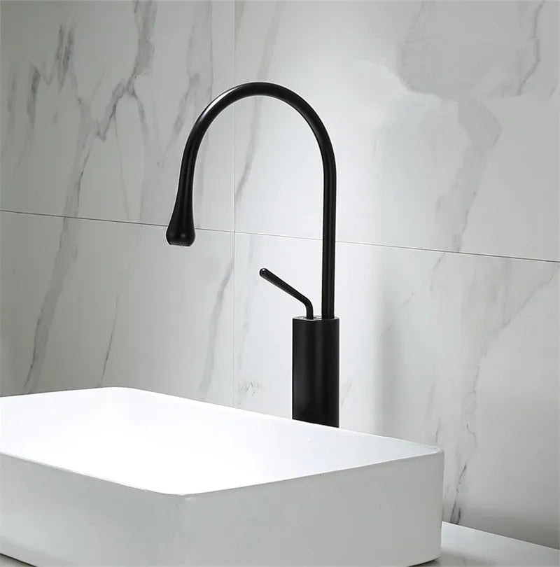 DecorBites™ Black Gold Basin Faucet - Swivel Kitchen Sink Water Crane with Hot and Cold Handles