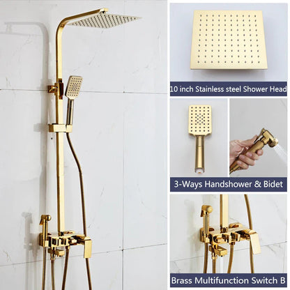 ™ Golden Shower Faucet Set with 8" Rainfall Shower, Wall Mounted Hand Shower