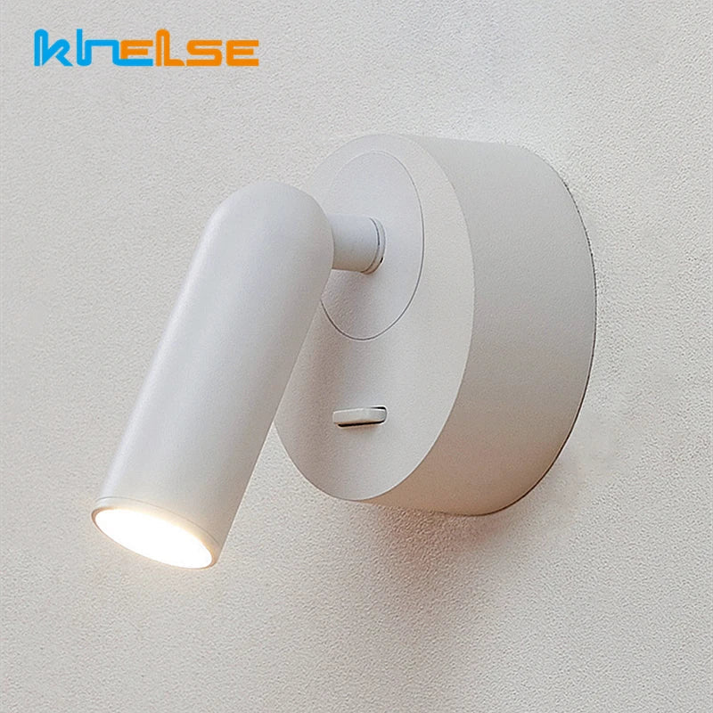 DecorBites™ LED Reading Wall Lamp with Switch | 350º Rotation | 3W Bedside Sconce for Home Decor