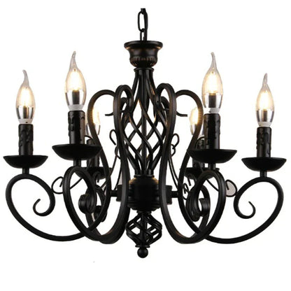 DecorBites™ Black Wrought Iron Loft Chandelier for Living Room, Bar, Restaurant - Retro Industrial Style