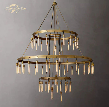 DecorBites™ Axis Black Brass LED Round Chandelier for Living & Dining Room
