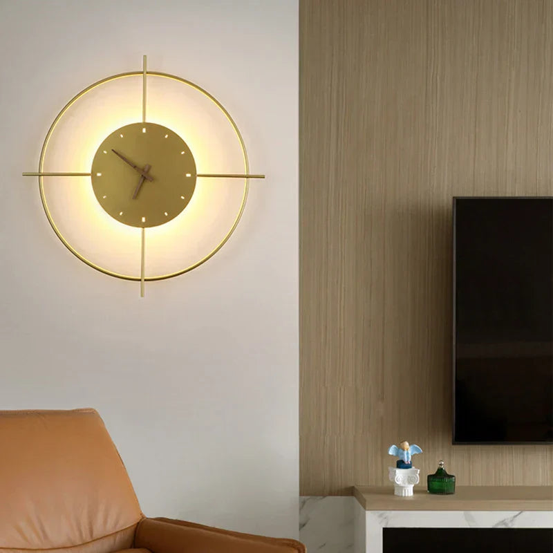 DecorBites™ Golden Clock LED Wall Lamp 11W for Home Living Room Bedroom Decor
