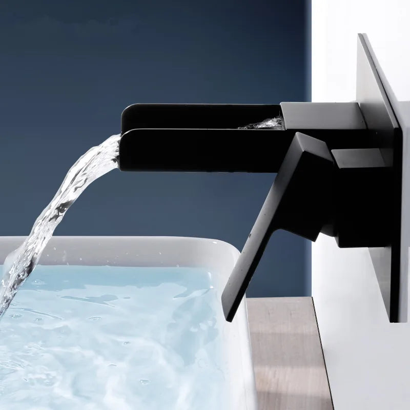 DecorBites™ Blanoir Black Chrome Waterfall Basin Mixer Tap Set