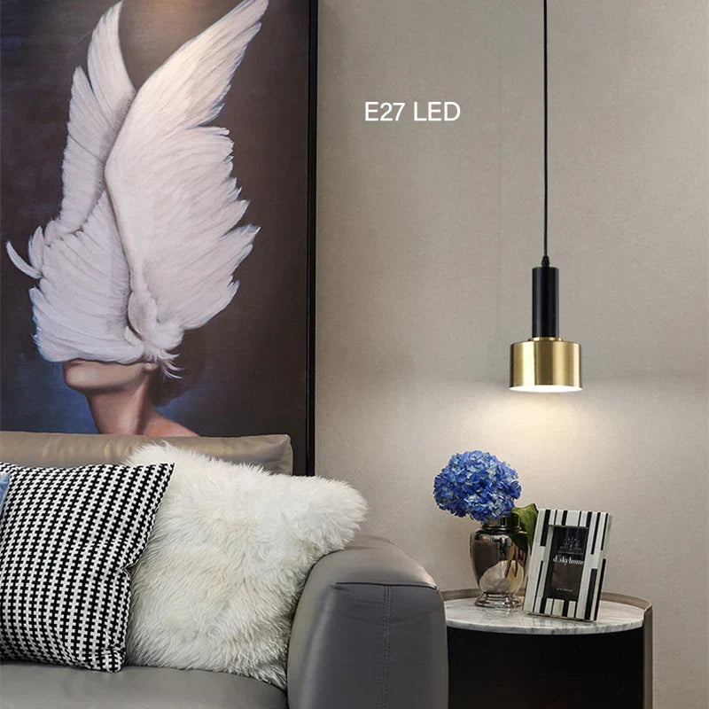 DecorBites™ Gold E27 LED Pendant Light Nordic Chandelier for Indoor Living Room & Bedroom